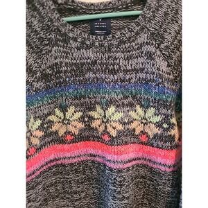 AMERICAN EAGLE FAIR ISLE WOOL BLEND‎ JEGGING SWEATER SNOWFLAKES SMALL Gray